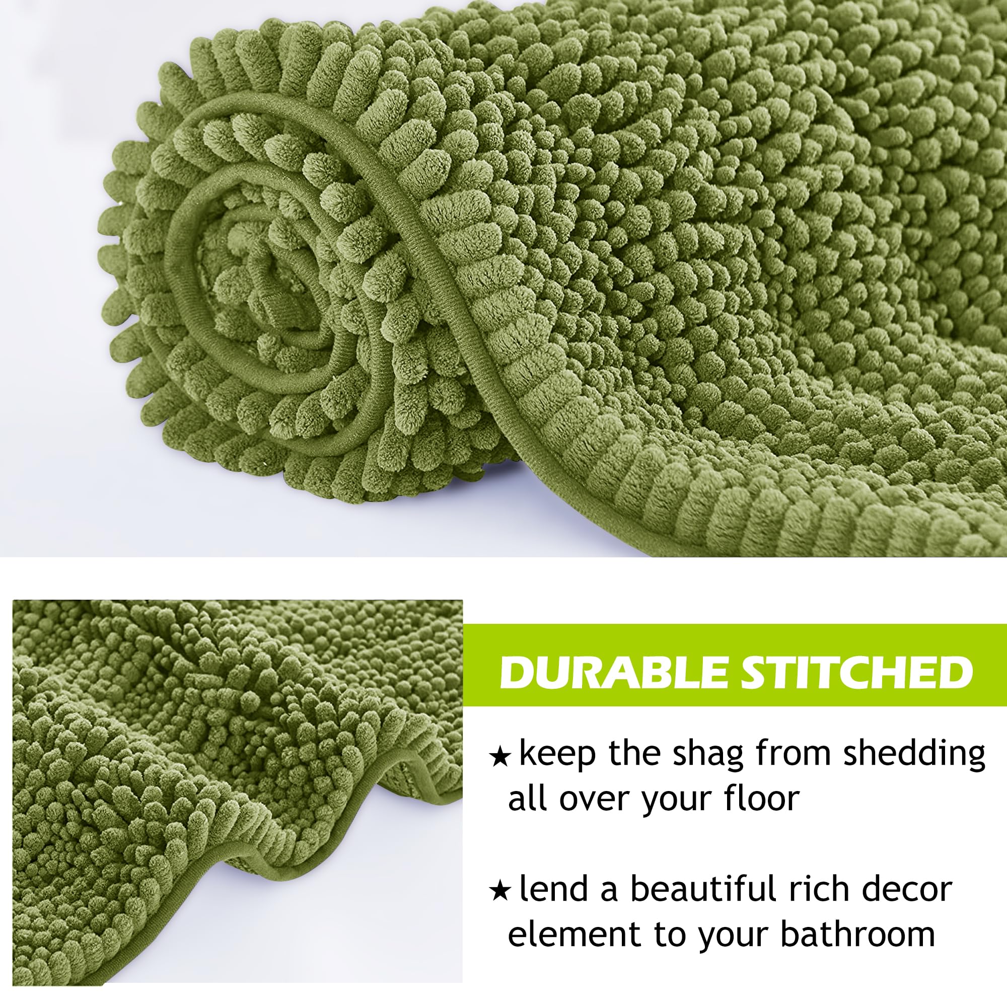 Bath Rugs - Soft Large Bathroom Rugs Floor Cover Water Absorbent Bath Mat Quick Drying Chenile Bathtub Shower Carpet For Toilet